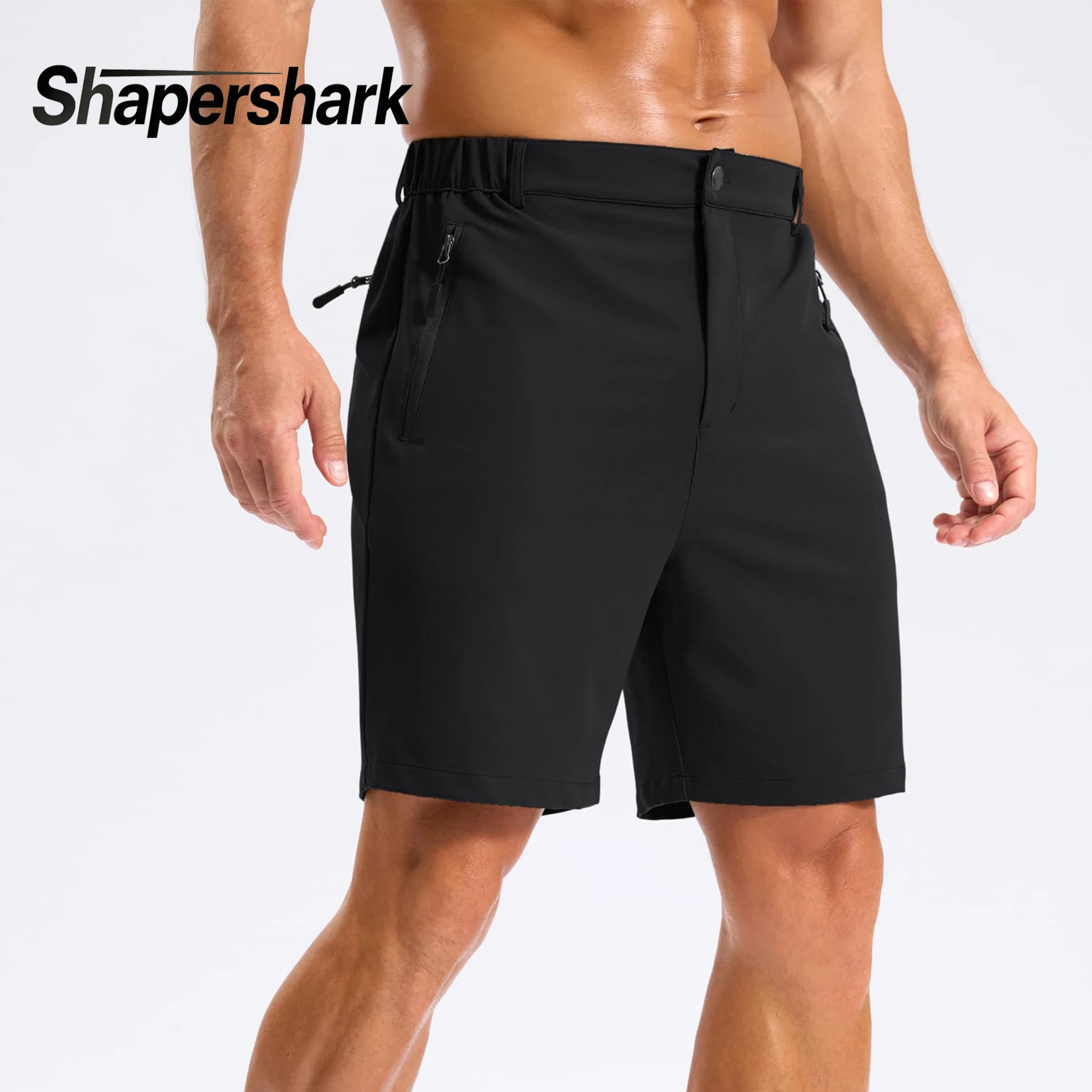 Men's Hiking Shorts Lightweight, Casual Golf and Fishing Pants with 3 Zipper Pockets, Quick-Dry Breathable and Elastic Waistband
