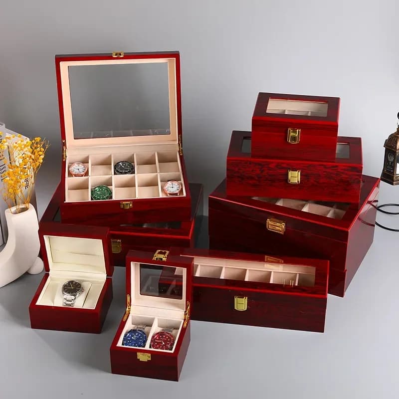 Scatola per orologi in legno 1/2/3/5/6/10/12 Slot Scatola regalo per orologi Custodia da viaggio per orologi Organizzatore Scatola per gioielli da uomo Piano-cottura-vernice