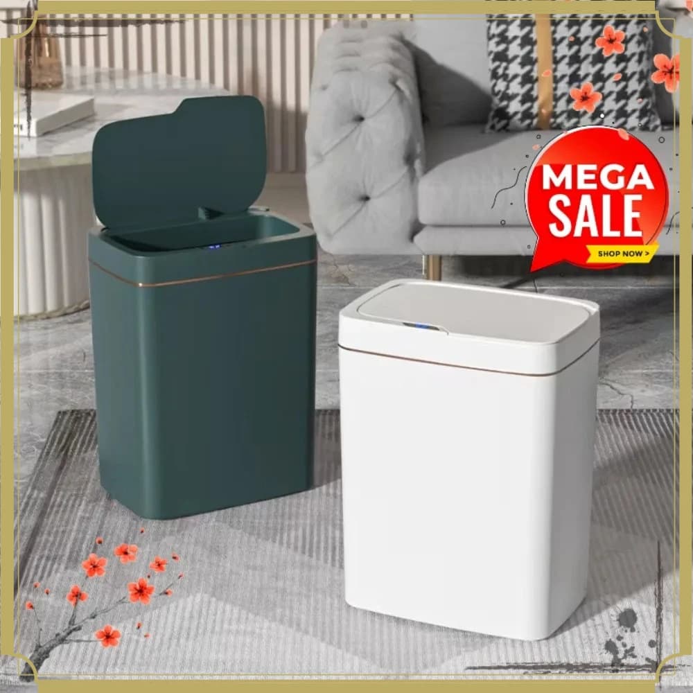 Cestino Intelligente da 15L con Sensore per Casa, Bidone Automatico Senza Contatto per Bagno, Design Sottile Salvaspazio