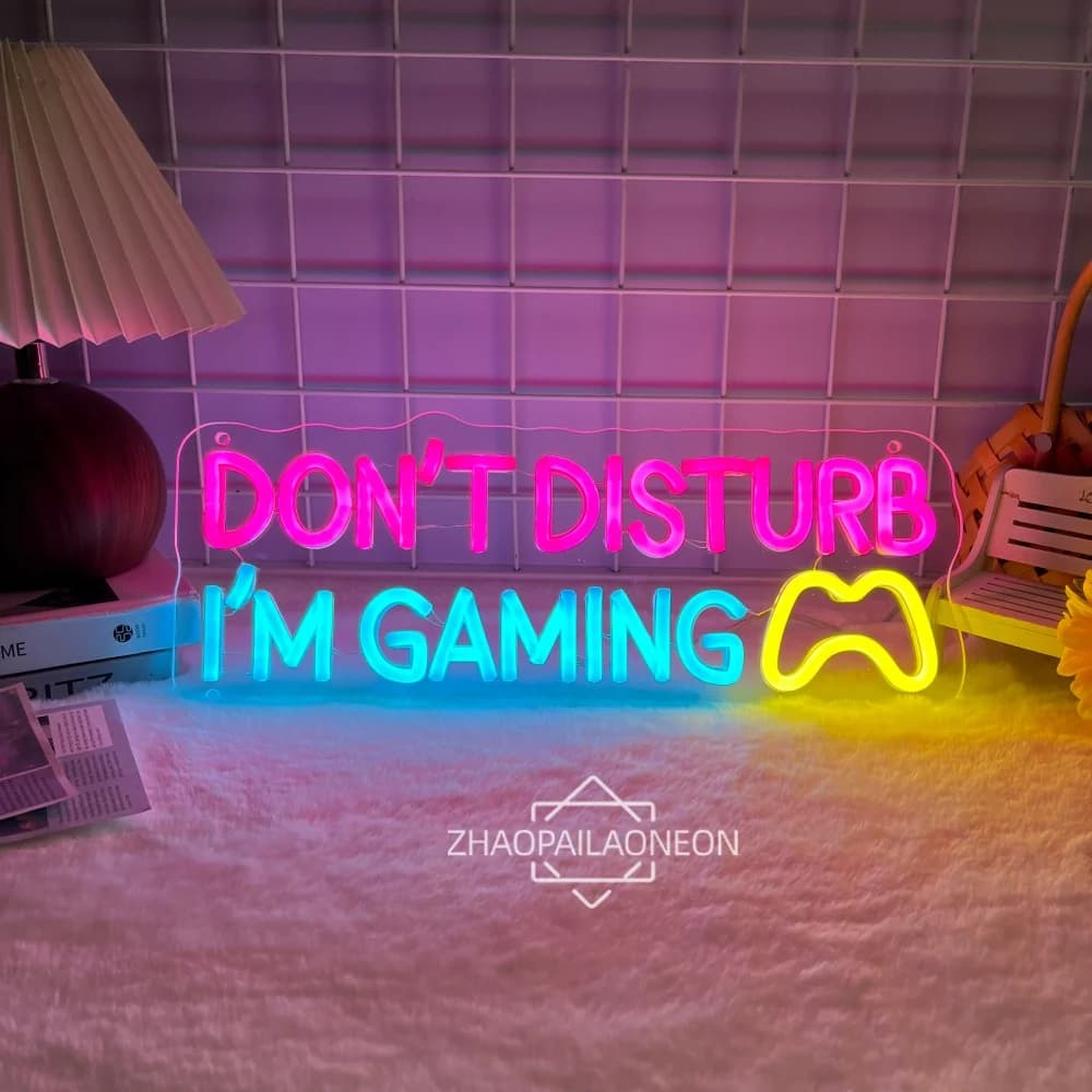 Non disturbare, sono giochi Insegna al neon Illuminazione a LED Decorazioni per sala giochi Tempo di gioco Decorazioni per la camera da letto di casa Lampada USB sospesa a parete
