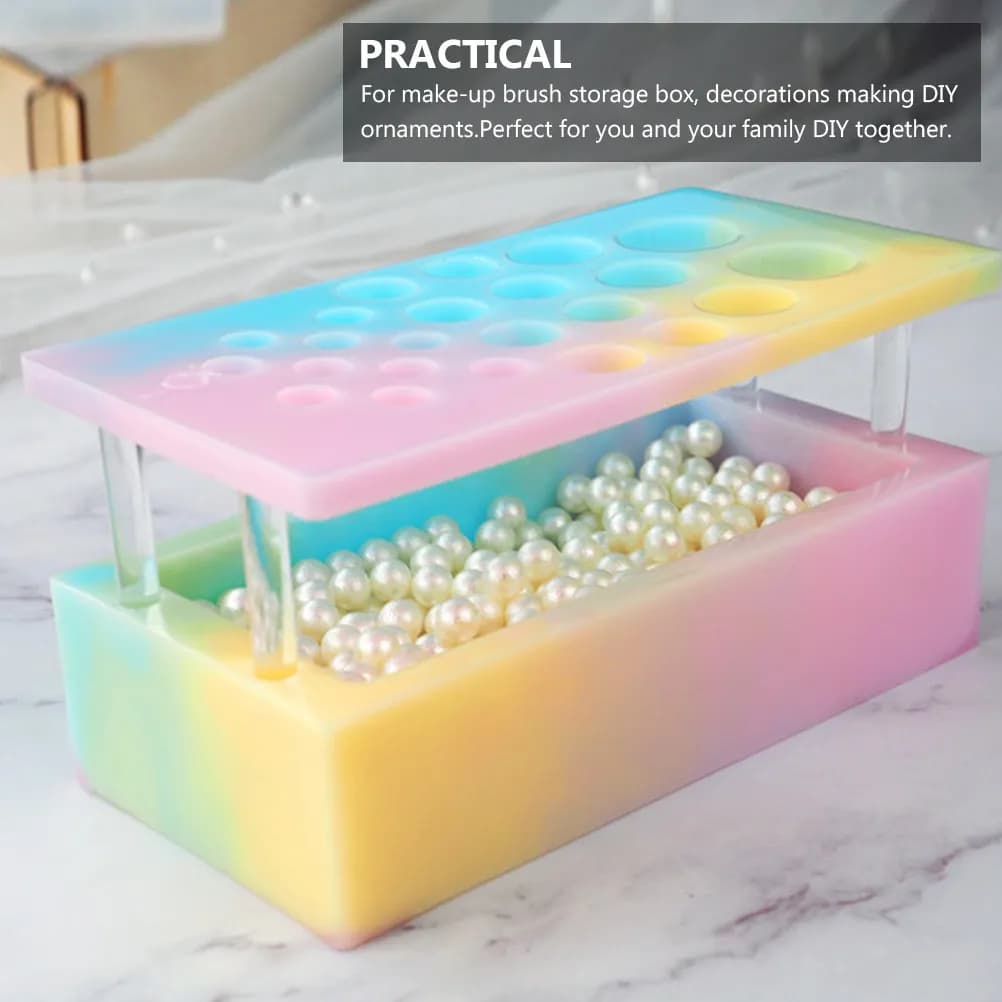 Set di Stampi in Silicone Fai-da-Te per Porta Pennelli da Trucco, Stampi per Creazioni Artigianali, Antiaderenti, Facili da Pulire, Ecologici, Decorazione da Scrivania