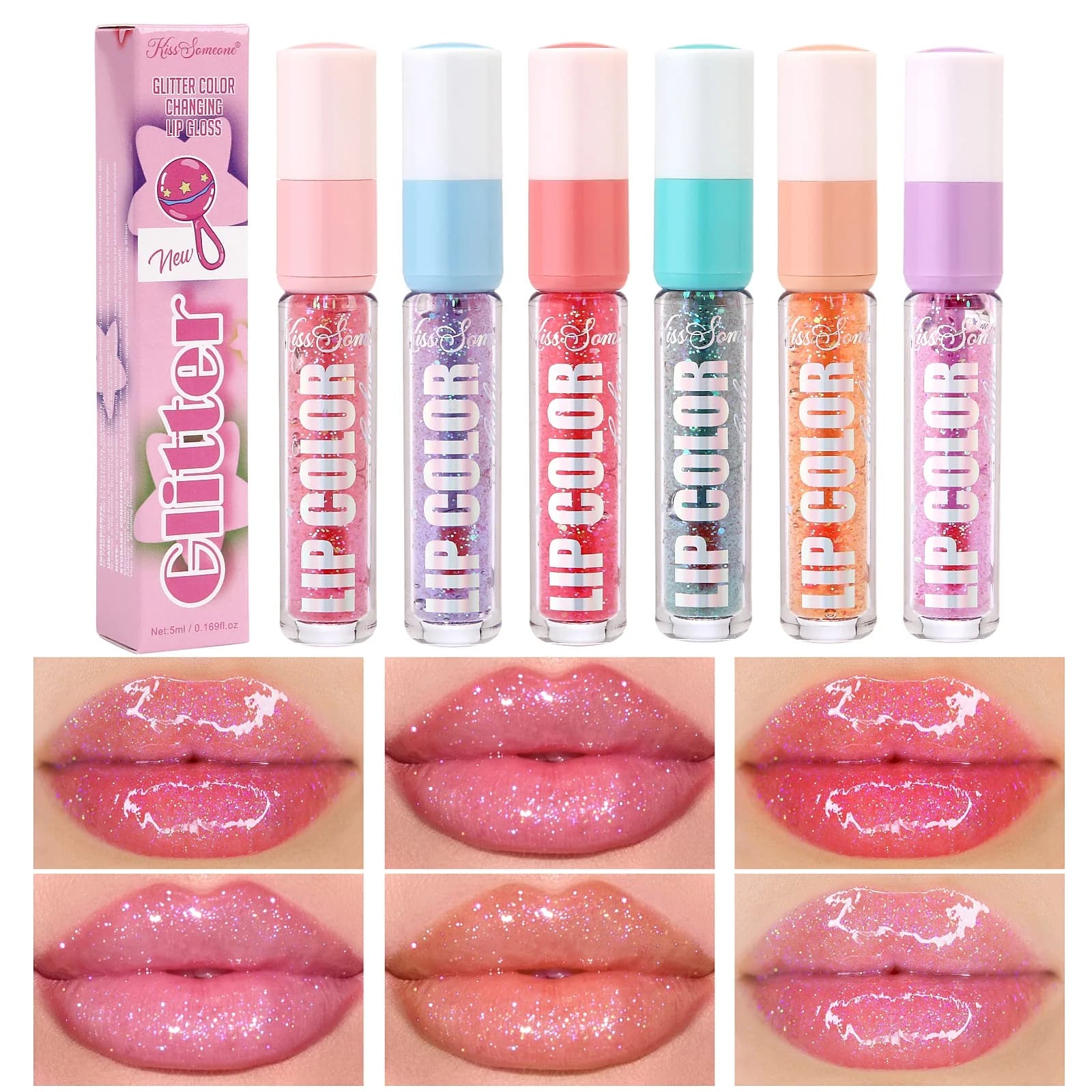 6 colors of color changing lip gloss mirror gloss lip essence moisturizes and moisturizes lips for a long time with