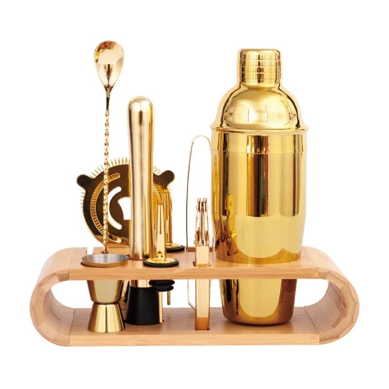 Set di strumenti per miscelare cocktail in acciaio inossidabile, set da dieci pezzi, shaker specifico per bar