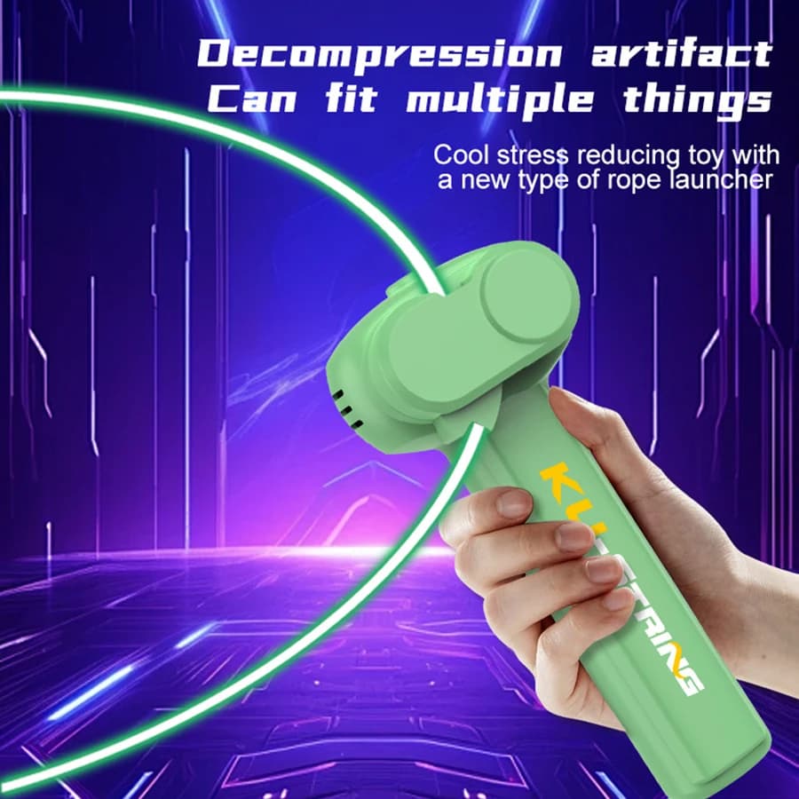 Giocattolo a corda Anello che si illumina al buio Lanciatore di corda portatile Giocattolo agitato Stringa elettrica portatile USB Giocattolo fresco per regalo per bambini