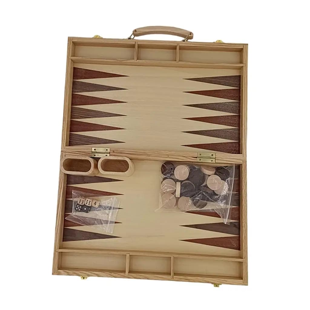 Set da backgammon in legno da 15 pollici, custodia in legno da backgammon premium, set da gioco per adulti, gioco pieghevole