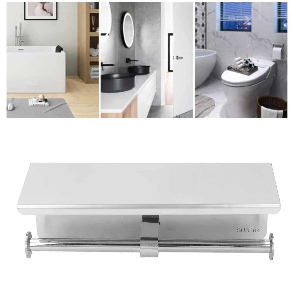 Stainless Steel Toilet Paper Holder Black Silver Mirror Shiny Toilet Paper Shelf Holder Rustproof Practical