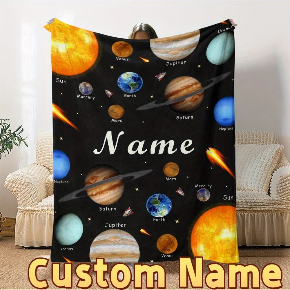 Coperta personalizzata in flanella Black Planet, adatta per divani, letti, viaggi, campeggio, soggiorni: un caldo regalo per la famiglia e gli amici