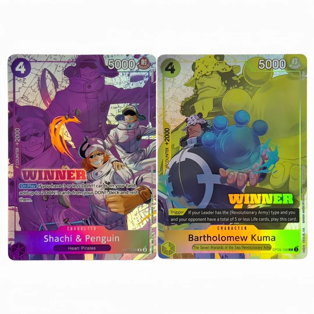 One Piece Bartholemew Kuma Winner Pack 2025 Carta Promozionale Fai-da-te Anime Inglese ST10-008 Trafalgar Law Gioco di Carte da Collezione Giocattoli