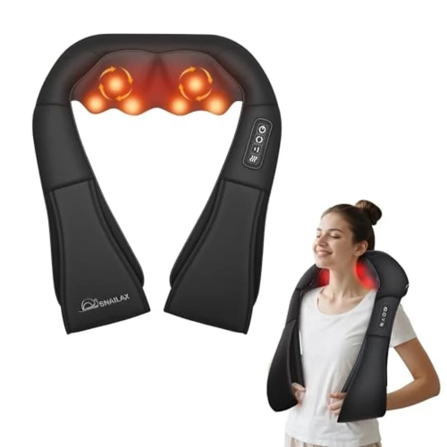 Massaggiatore Shiatsu per Collo e Spalle con Calore, per Alleviare il Dolore, con Massaggio Profondo dei Tessuti e Cuscino Regolabile