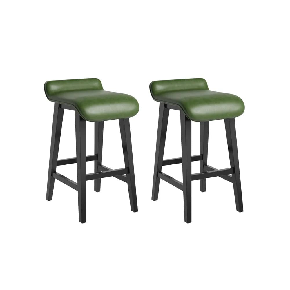 Set di 2 Sgabelli da Bar da 66,5 cm, Sgabelli da Cucina Moderni Imbottiti con Schienale Basso e Poggiapiedi, Sgabelli da Bar Altezza Bancone con Gambe in Legno