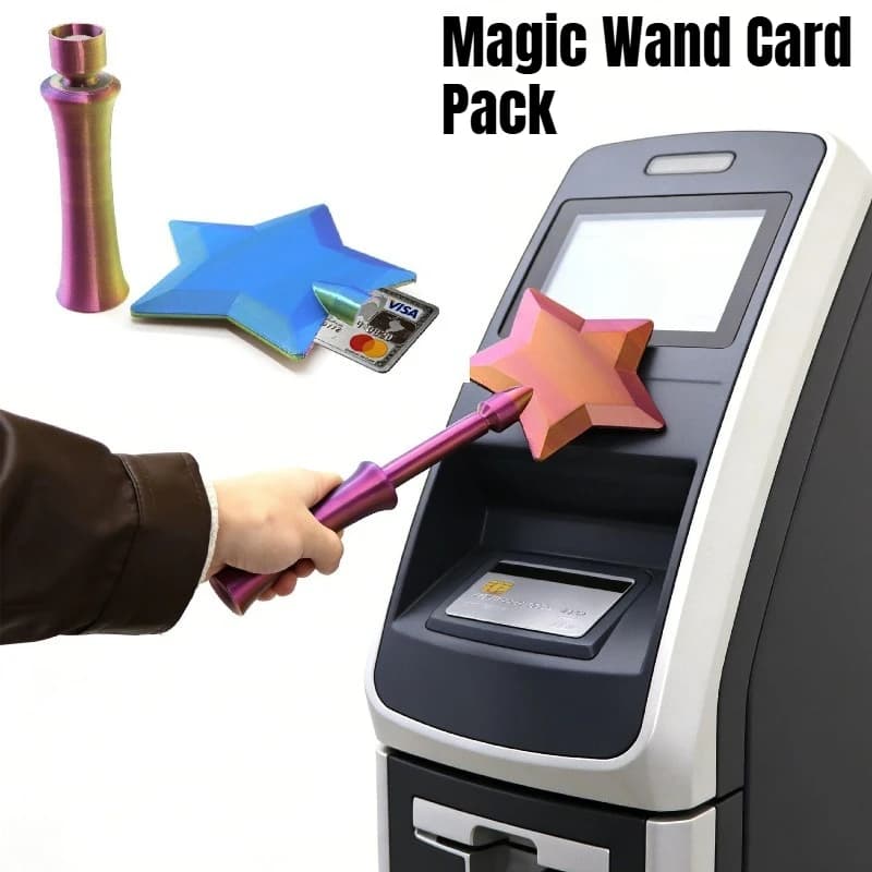 Portacarte di Credito Portatile Leggero con Stampa 3D Creativa a Forma di Bacchetta Magica, Ideale per la Vita Quotidiana, Regalo Divertente