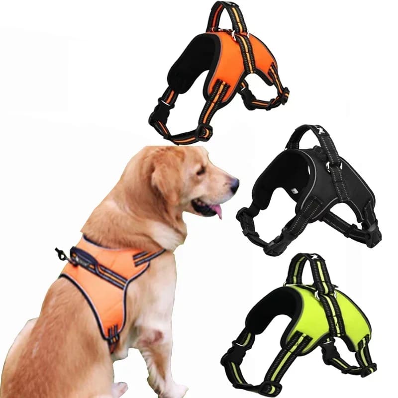 Gilet per imbracatura per cani con gilet per cani traspirante riflettente di sicurezza per animali domestici SENZA maniglia regolabile per imbracatura per cani di taglia piccola, media e grande