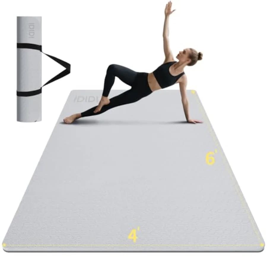 Tappetino Yoga Grande 6'x4' Extra Lungo e Largo, Antiscivolo in POE, Spessore 0,32''/0,4'', Ecologico, per Allenamenti a Casa in Vari Colori