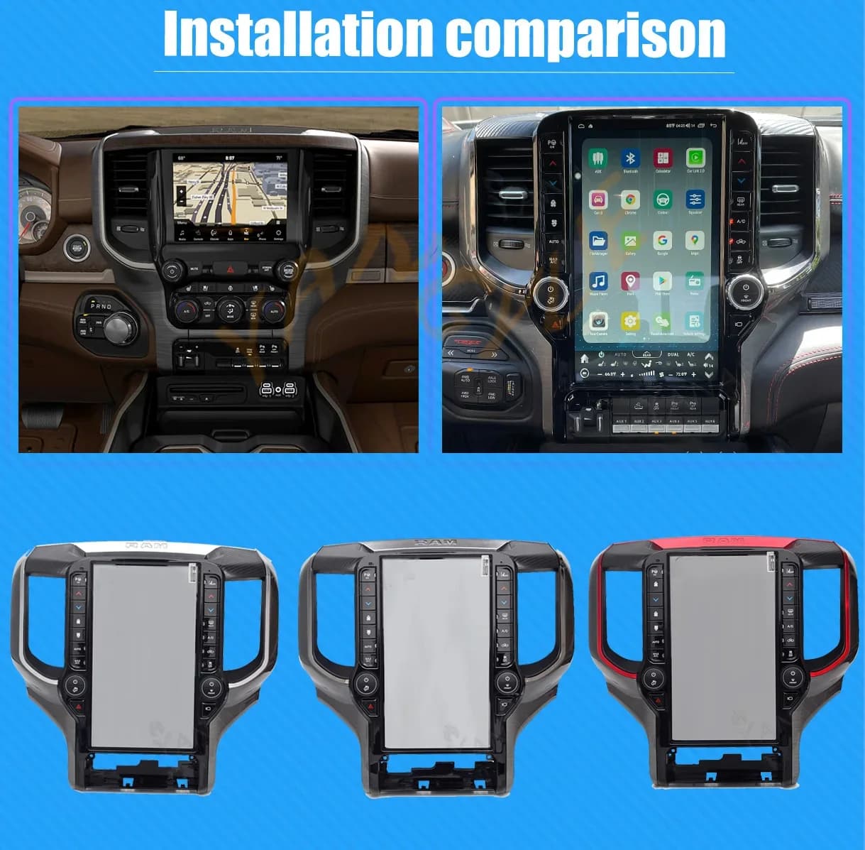 13.6 Inch Qualcomm For Dodge RAM 1500 2500 3500 2019-2022 Car Radio Android 13 Carplay Auto Screen 4G Stereo GPS Video Player