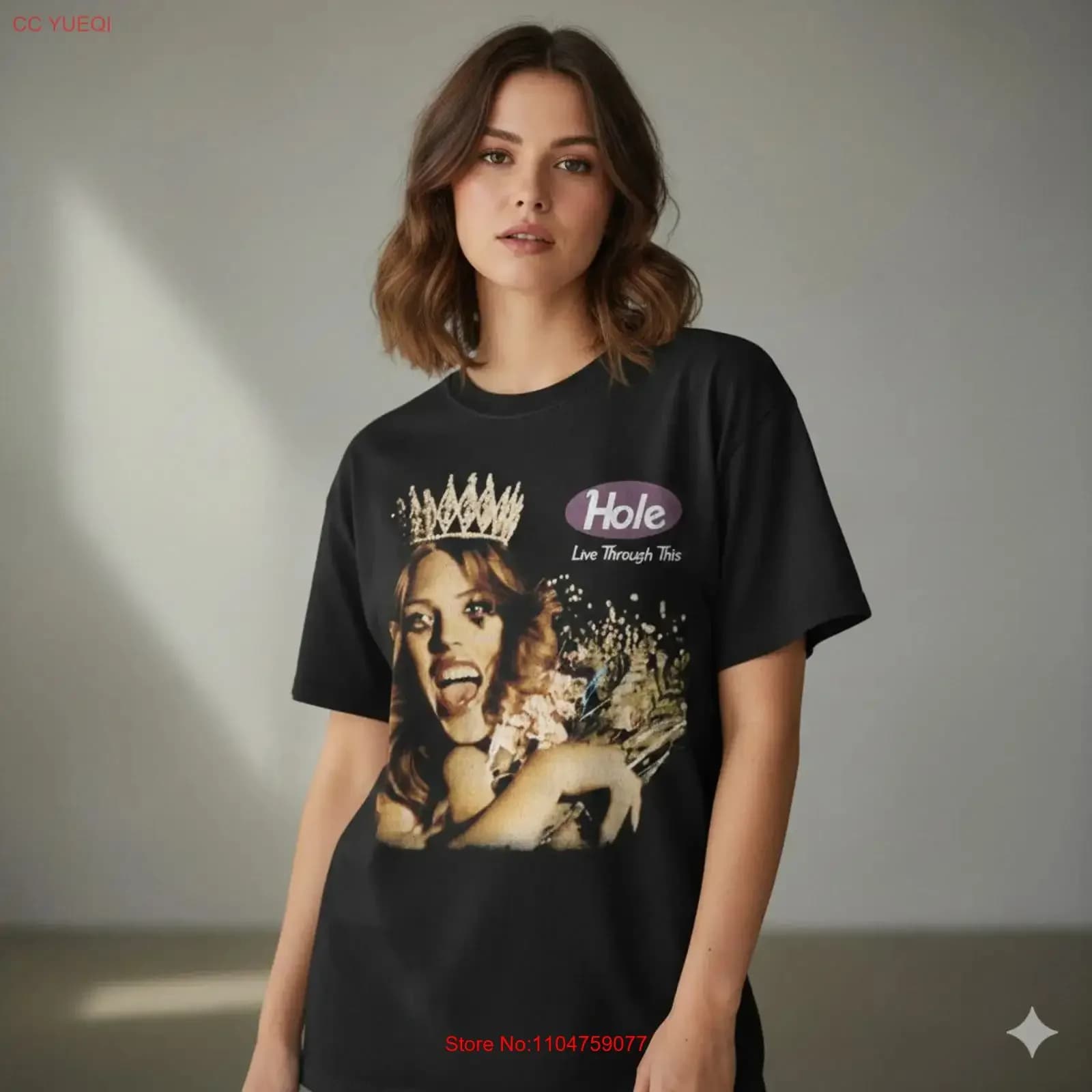 Maglietta Vintage Hole Live Through This, Courtney Love S281, Effetto Lavato, Morbida, Casual, Alla Moda