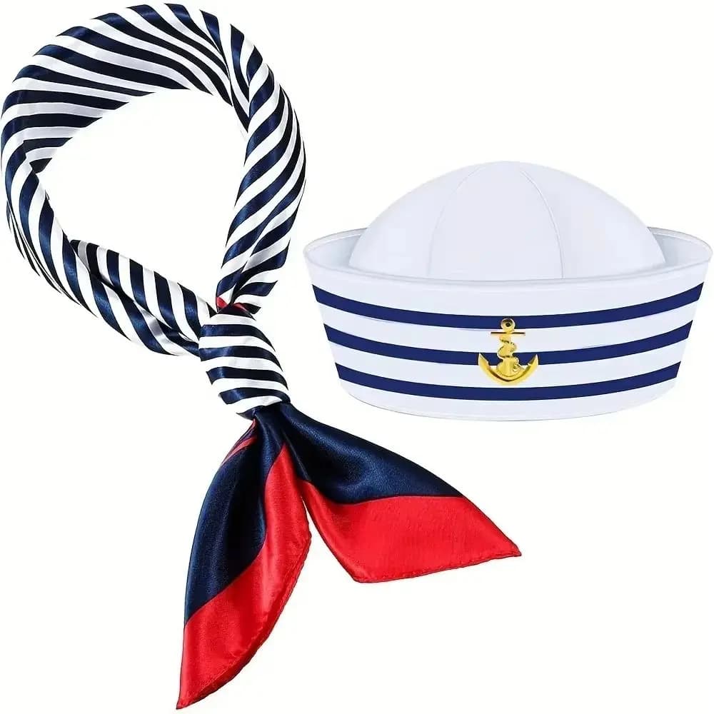 Costume da barca Cappello da capitano di yacht Vestire Comodo berretto da nave da marinaio Gioco di ruolo Sciarpa di Halloween Accessorio per costume da cappello da marinaio
