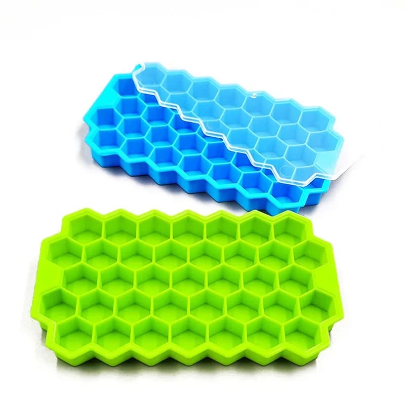 Vassoi per cubetti di ghiaccio a nido d'ape con coperchi rimovibili Stampo per cubetti di ghiaccio in gel di silice senza BPA