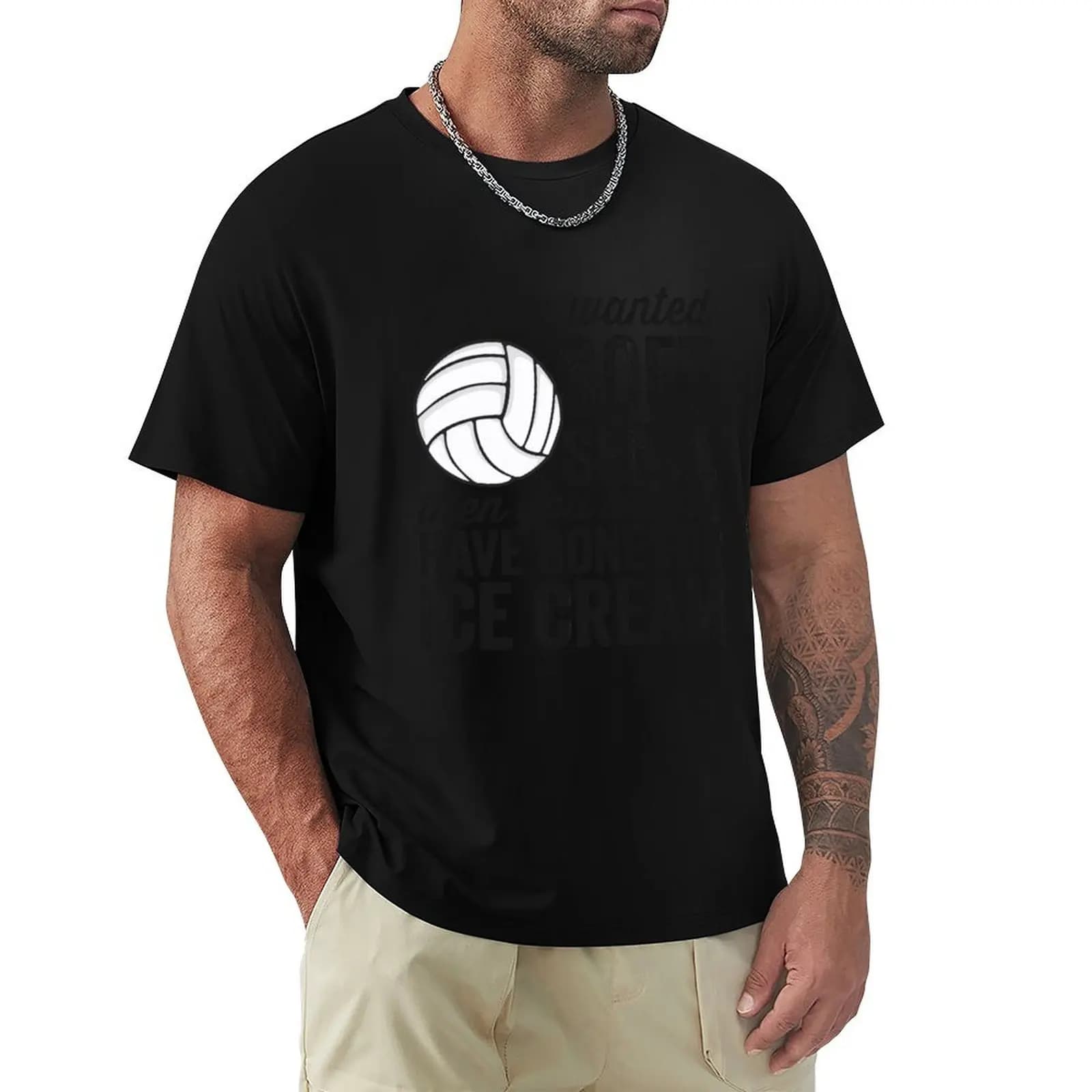 If You Wanted Soft Serve Ice Cream Funny Volleyball T-Shirt Trendy Print Short Sleeve T-Shirt
