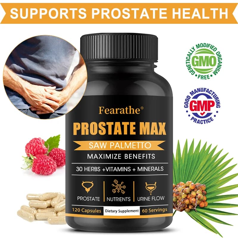 Prostate supplement Saw Palmetto - 30 plant extracts, vitamins and minerals for male prostate health, urination and hair growth
