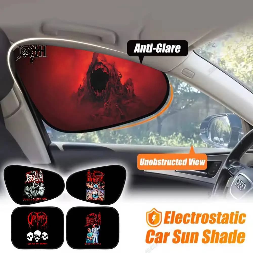 D-Deaths Mental Rock Band Auto Parasol, UV Protection with Electrostatic Adsorption, Universal Parasol for Auto Window