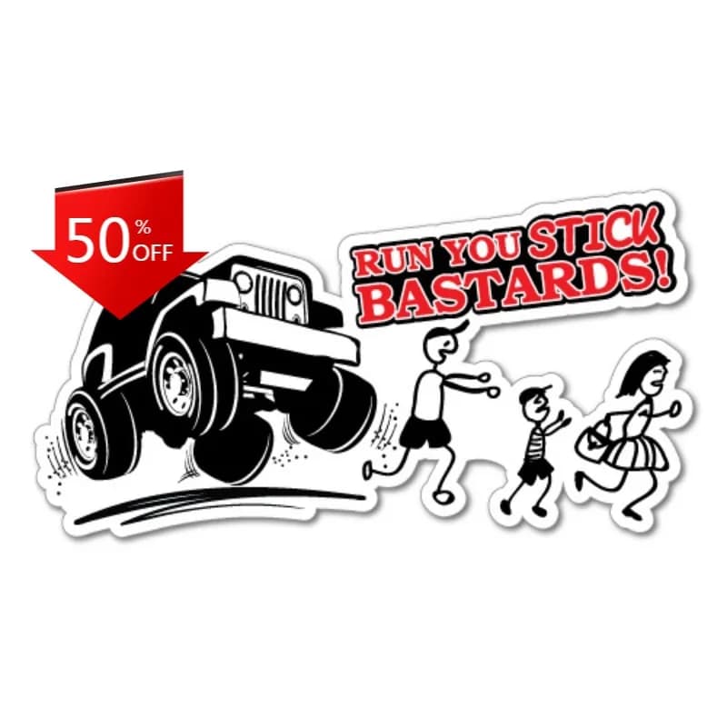 Adesivo 4WD Run You Stick Bastards, Divertente Decalcomania per Auto, Camper, Paraurti, Camion, Casco, Moto, Accessori Auto