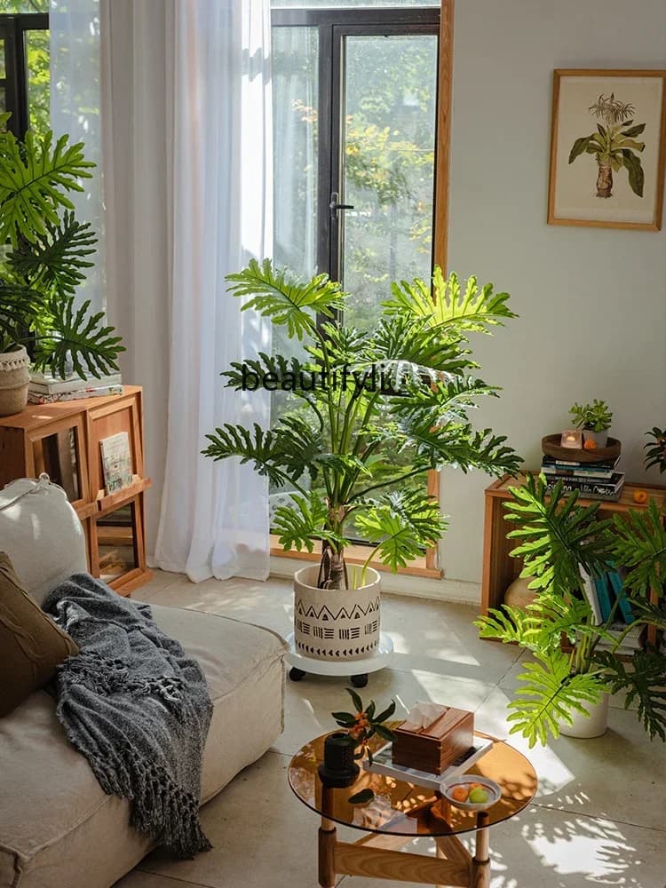 xArtificiale Pianta verde Alberi finti in vaso Grande pianta bionica Decorazione del pavimento del soggiorno per interni Decorazione del paesaggio