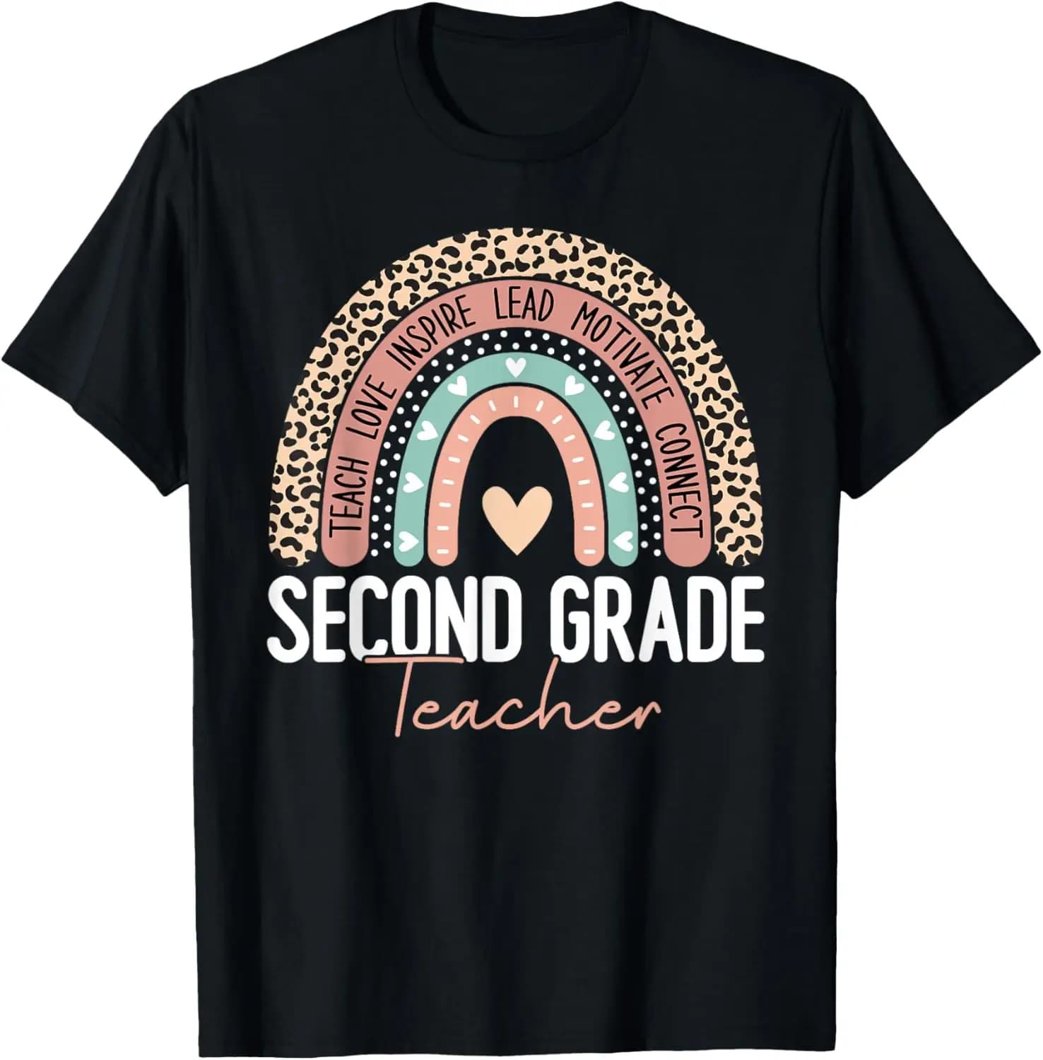 Second Teacher Rainbow Team 2Nd Grade Squad Women T-Shirt Back to School Tees,Teacher,Colorful Doodle,First Day