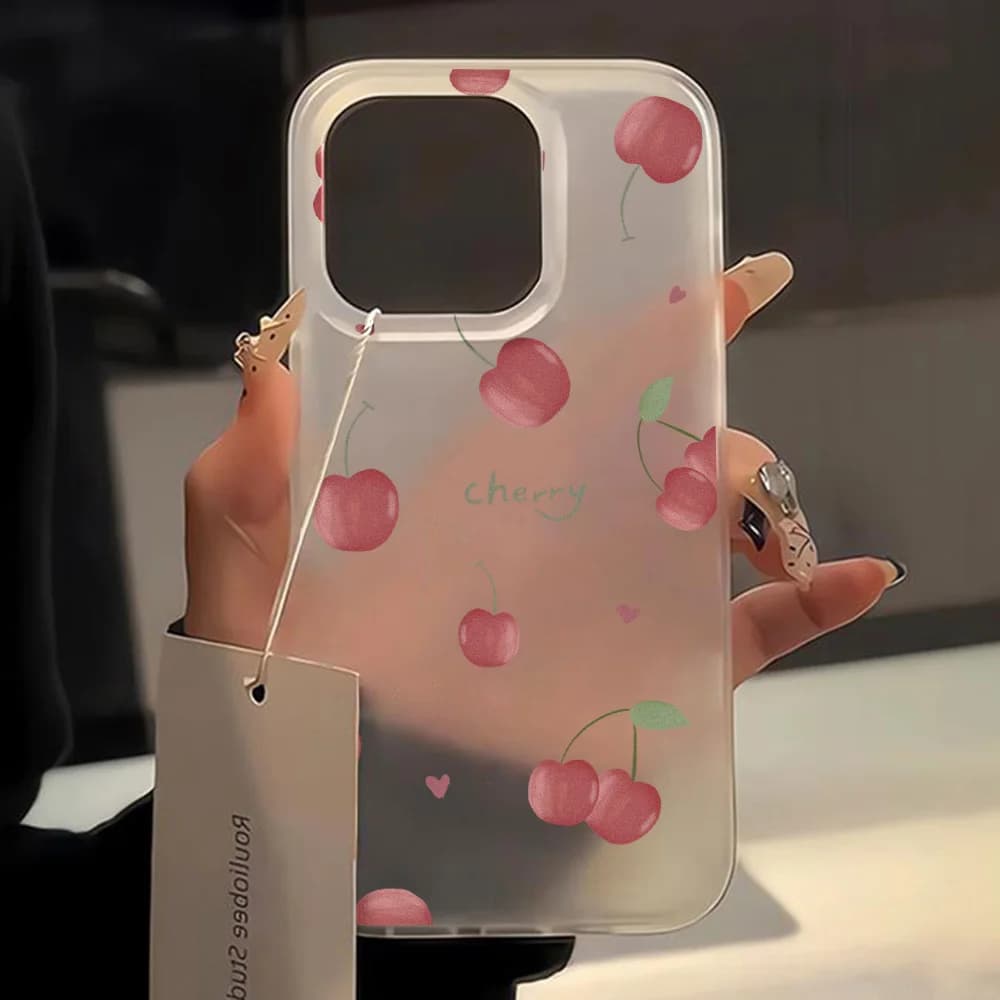 Cute Cherry Phone Case For iPhone 18 16 15 14 13 11 12 17 Pro Max Plus Funda iPhone 13 12 Mini Soft Transparent Shockproof Cover