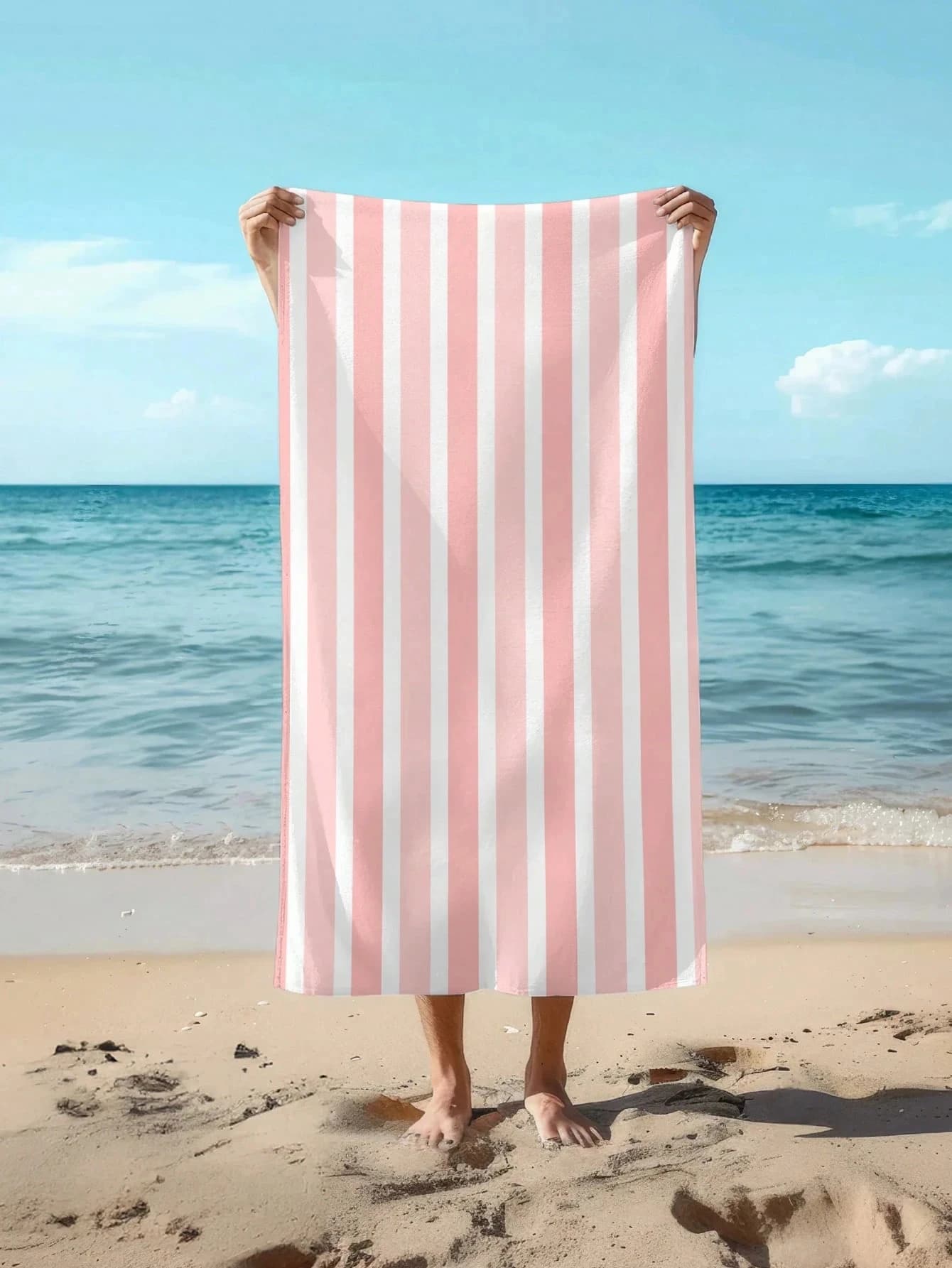 Telo Mare a Righe per Coppie, in Morbido Tessuto di Poliestere Assorbente, Design Moderno a Maglia, Ideale per Viaggi, Vacanze, Piscina e Campeggio