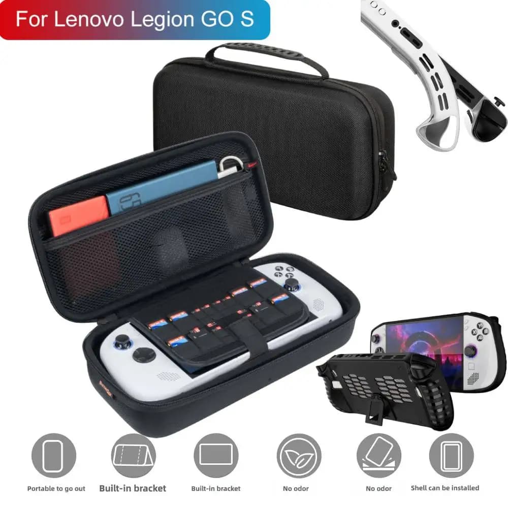 Custodia rigida in EVA Custodia rigida antiurto Custodia antigoccia con tasca in rete per console di gioco Lenovo Legion Go S