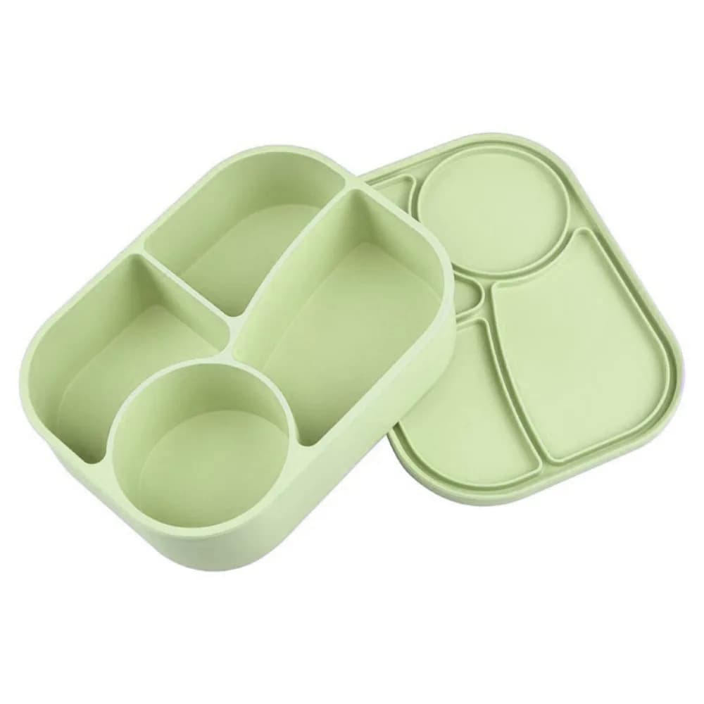 Contenitore per il pranzo rettangolare in silicone a 4 scomparti, a prova di perdite, con scomparti, contenitore per alimenti, adatto al microonde, resistente al calore, per studenti