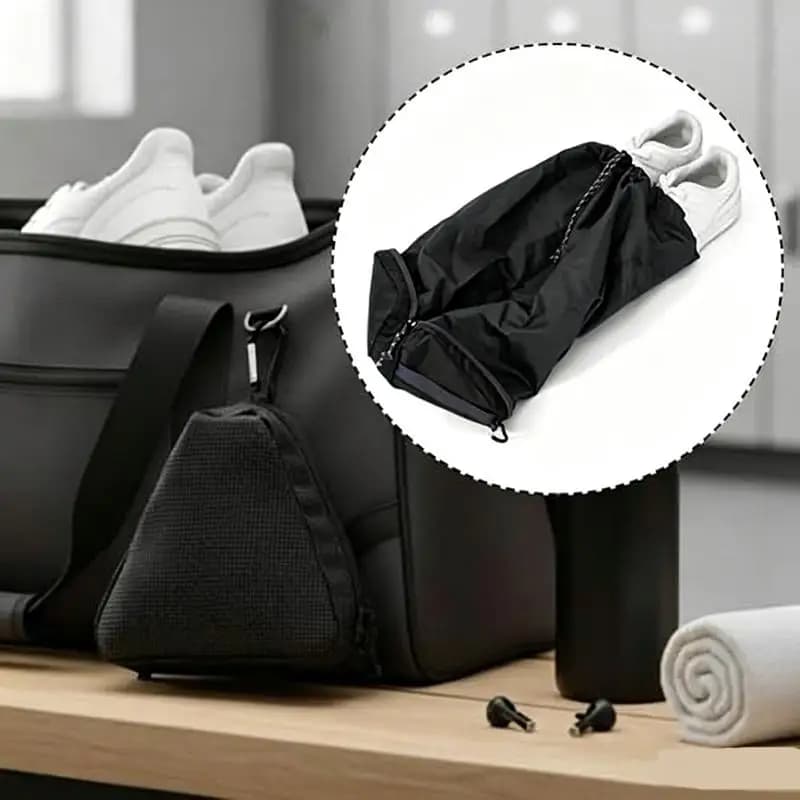 Foldable Travel Shoe Bag Black Shoe Storage Pouch Portable Shoes Organizer For Gym Camping Trip