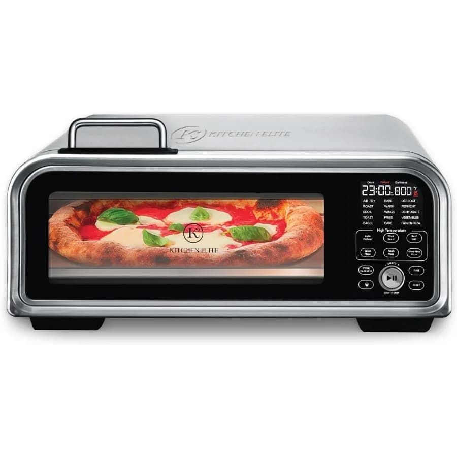 Friggitrice ad aria con forno tostapane digitale 15 in 1 combinato con pannello touch e pizza Ccity da 12 pollici in acciaio inossidabile argento
