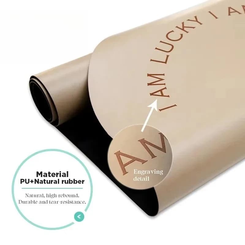 Yoga mat with grounding rubber PU opaque beige color coconut milk in the shape of U oval curve often 5 mm