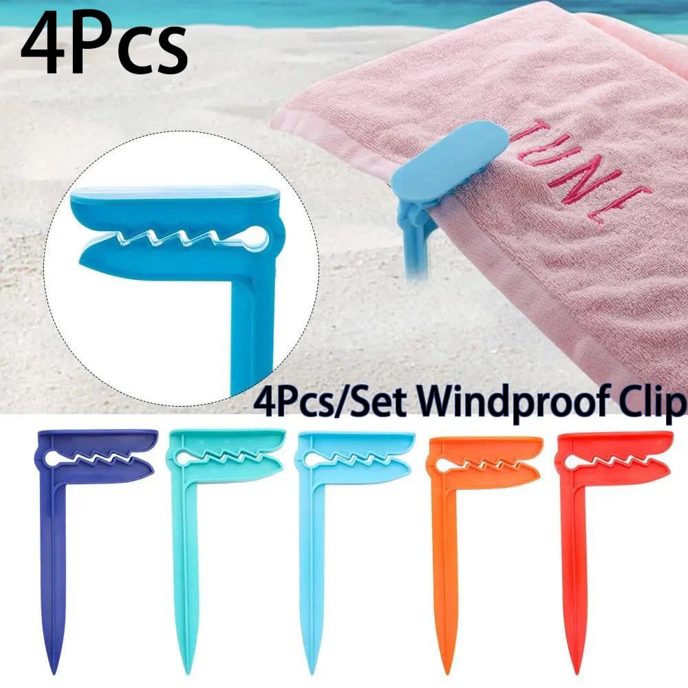 4 pcs/set beach towel clip camping pad clip springs door bedsheet soft towel clamp for curtains clip for outdoor picnic field tool