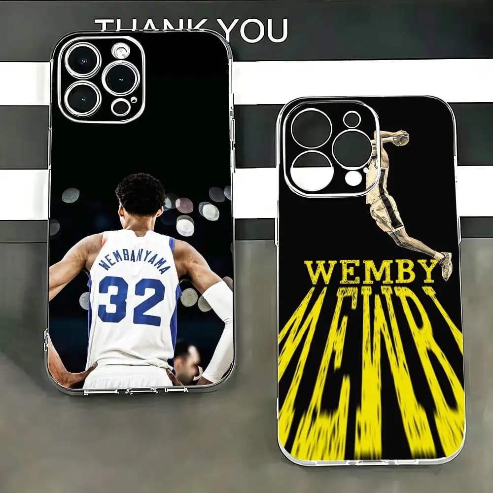 Basketball W-Wembanyama Phone Case Transparent Silicone Soft For iPhone 17 16 15 14 13 12 11 Mini Pro Max Plus