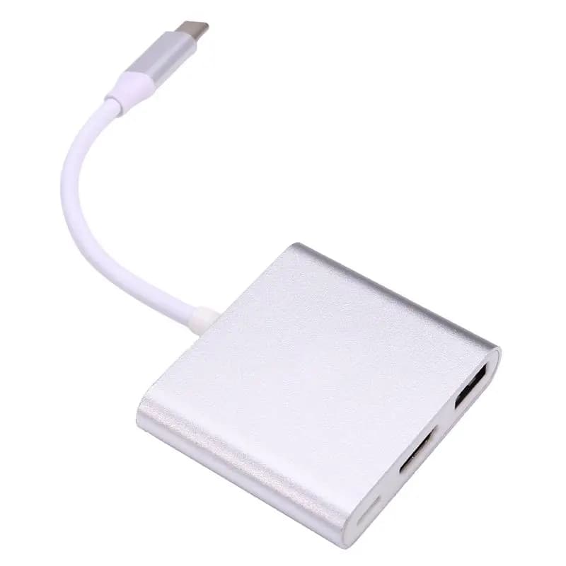 Adattatore AT12 3 in 1 da TYPE-C a -Compatibile 4K, Cavo Convertitore da TYPE-C a -Compatibile USB HD, Docking Station