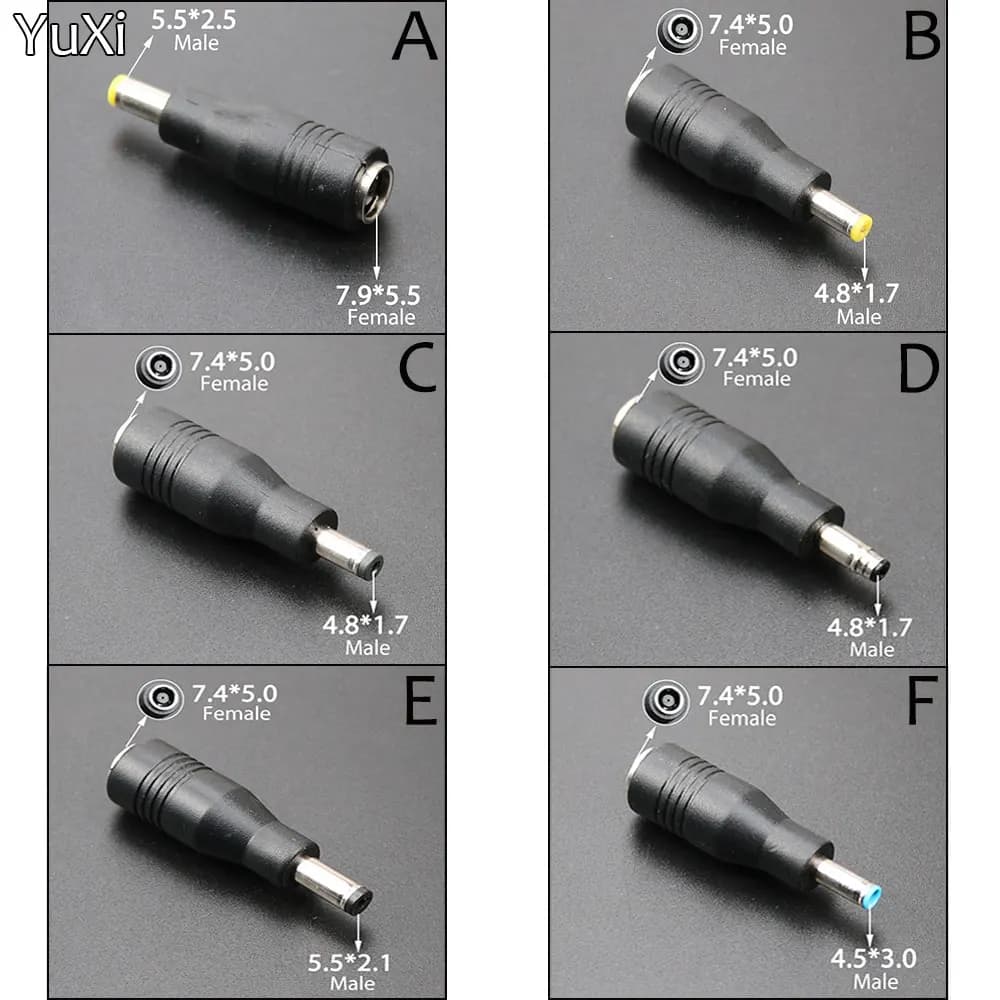 DC Power 7.4*5.0mm femmina a 7.4 5.0mm 4.5*3.0 4.8*1.7mm 5.5*2.1 Jack maschio convertitore da 4.5*3.0 a 5.5*2.1 per adattatore di alimentazione per Laptop