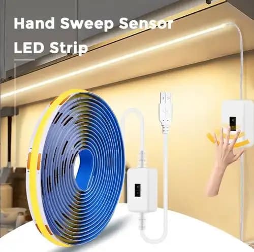 USB COB LED Strip Light PIR Sensore di gesti Dimmerabile 5V 320LED/m Auto ON/OFF Nastro adesivo Led Nastro Scale Illuminazione del corridoio