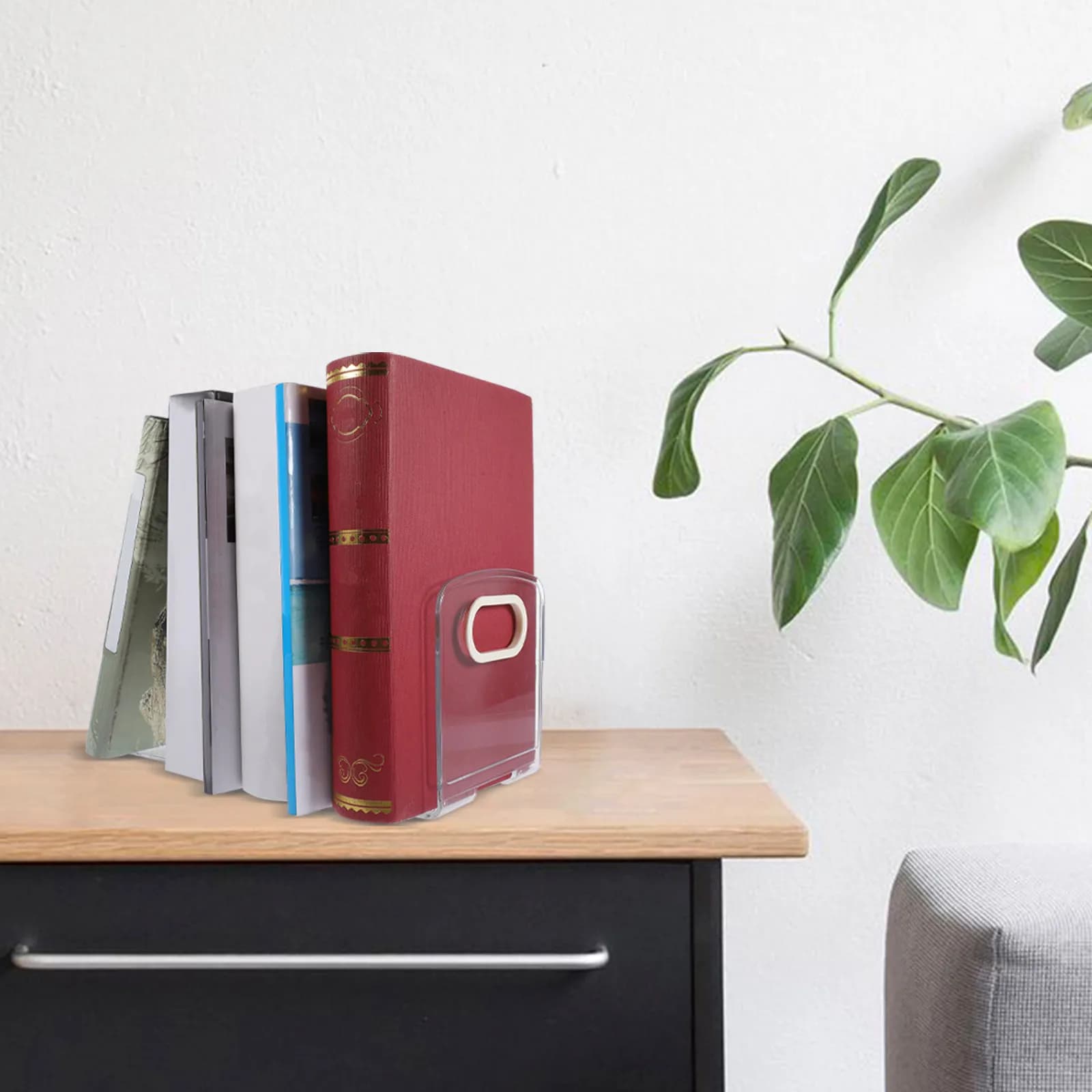 Fermalibri in Plastica per Scrivania, Organizzatore per Libri da Ufficio, Studio, Biblioteca, Decorativo, Robusto, Liscio, Senza Bordi Sgorbati