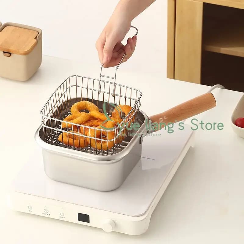 Stainless Steel Frying Pan 2500ml Square Portable Fresh-keeping Box Frying Pan Household Multifunctional Deep Fryings Pans
