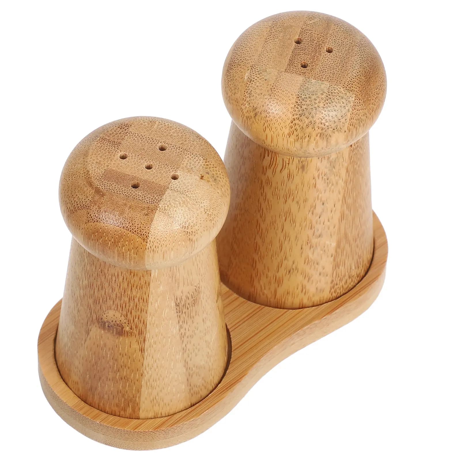 1Set Bamboo Spice Organizer Tray Seasoning Bottle Set Lightweight Portable for Picnic Camping Travel Eco Friendly Airtight Salt