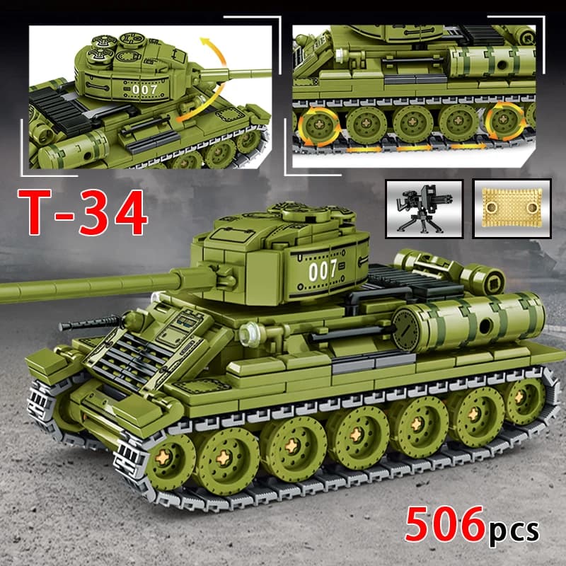 Nuovo WW2 Carro Armato Militare Building Blocks T-34 99 Battaglia Principale Modello di Auto Blindata Soldato Figure Mattoni Giocattoli Educativi Regalo