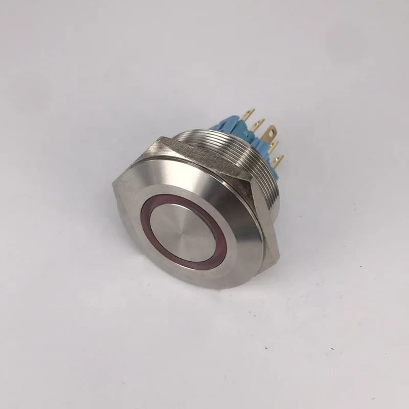 Interruttore a pulsante momentaneo antivandalo da 30 mm Luci ad anello planari impermeabili/Simbolo di alimentazione o LED illuminato a punti