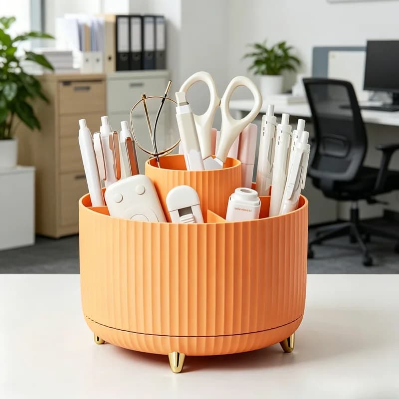 360° Rotating Large Capacity Cosmetic Organizer, Desktop Lipstick Makeup Brush Holder for Bathroom Desk