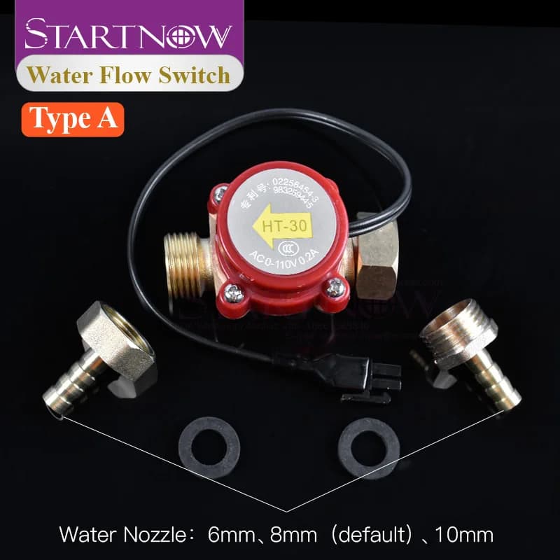 Sensore di Flusso d'Acqua Startnow per Macchina per Incisione Laser CO2, Controllore di Pressione dell'Acqua G1/2", Connettore per Tubi 6/8/10mm