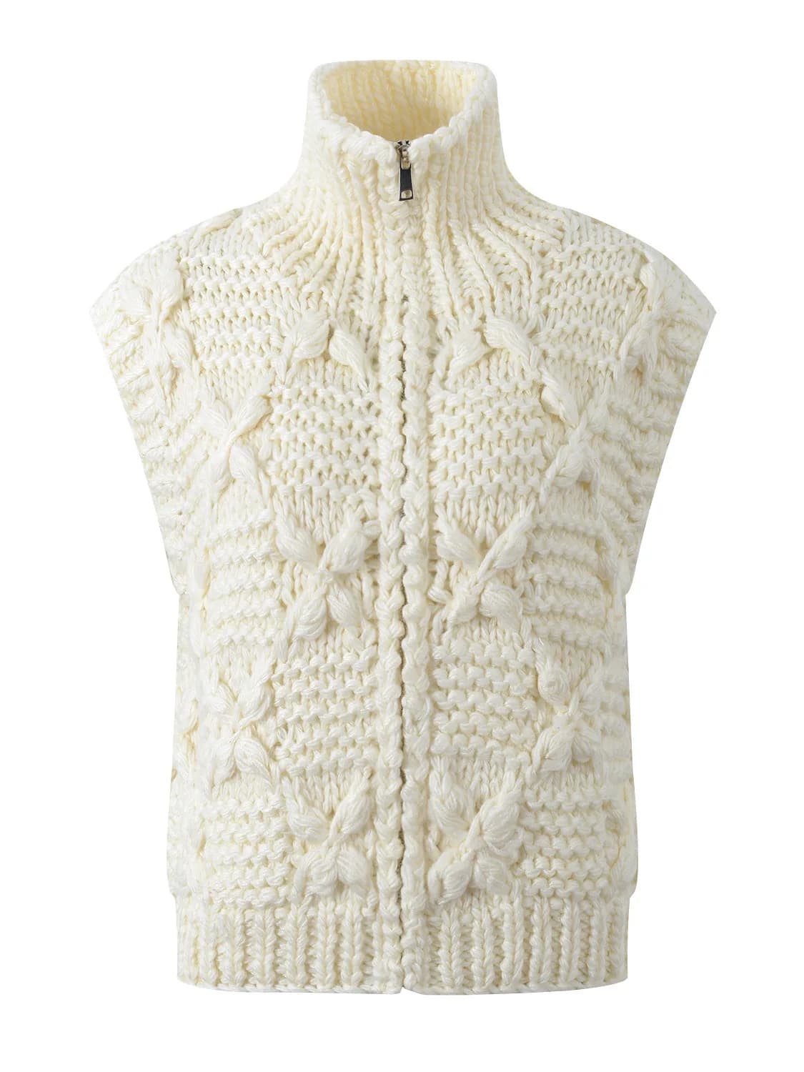 Gilet in maglia fatto a mano Autunno Inverno, morbido e versatile, con design a maglia grossa, stile casual, chiusura con cerniera, top colorato