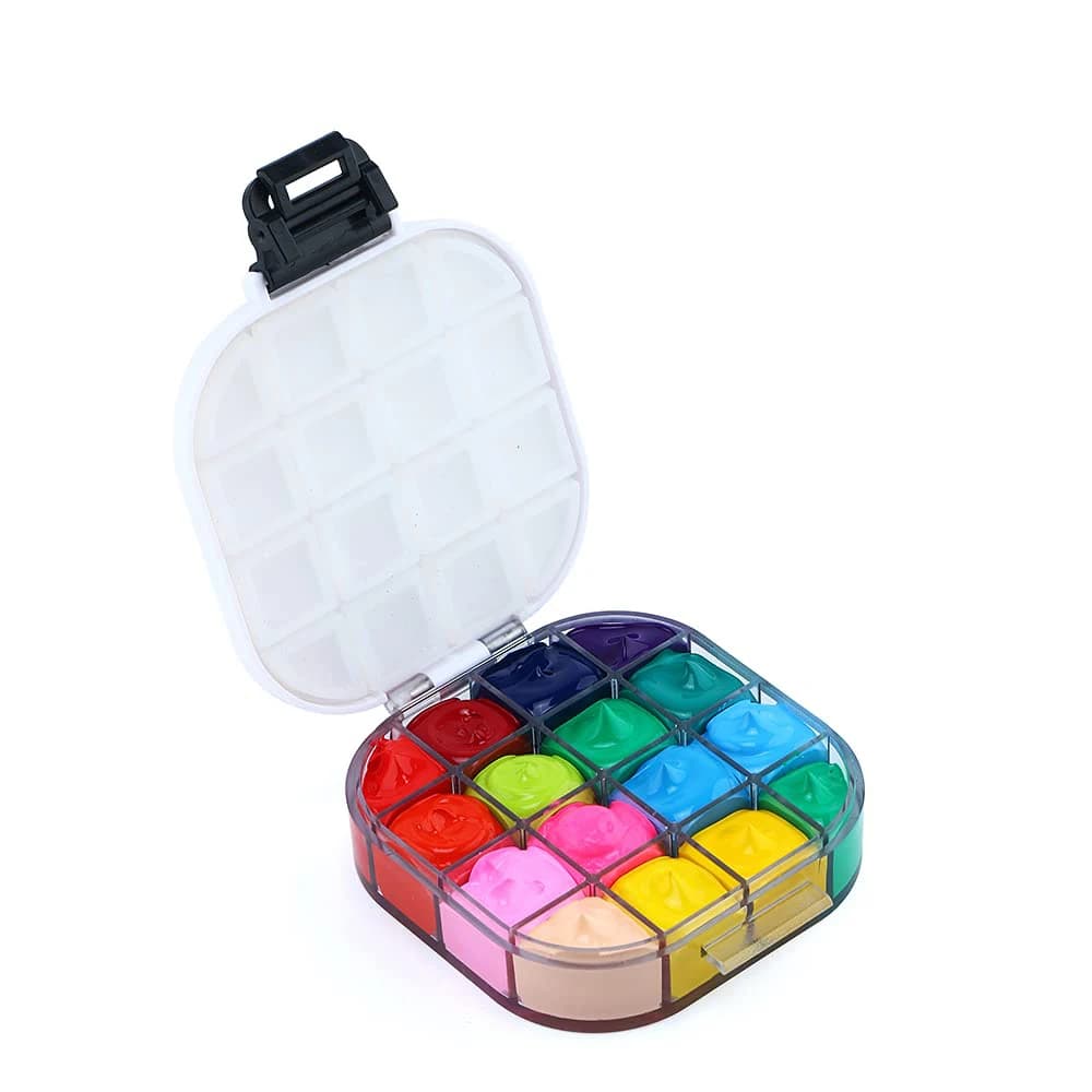 SeamiArt 16Grid Sealed Moisturizing Paint Tray Folding Palette Pigment Storage Box for Watercolor Oil Painting Art Supplies