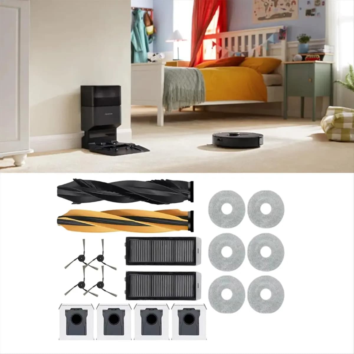 Set di 18 Pezzi AT59 per Dreame X50 Ultra/X50 Master/L50 Pro Ultra: Spazzola a Rullo, Spazzola Laterale, Filtro HEPA, Panno per Pulizia, Sacchetto Raccoglipolvere