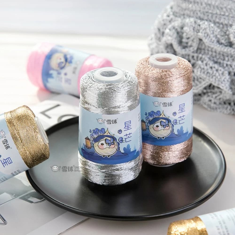 100g Filato Argentato a Stella Intrecciato a Mano Fai da Te, Filato Misto per Braccialetti e Borse, Uncinetto, Materiale per Lavori a Mano